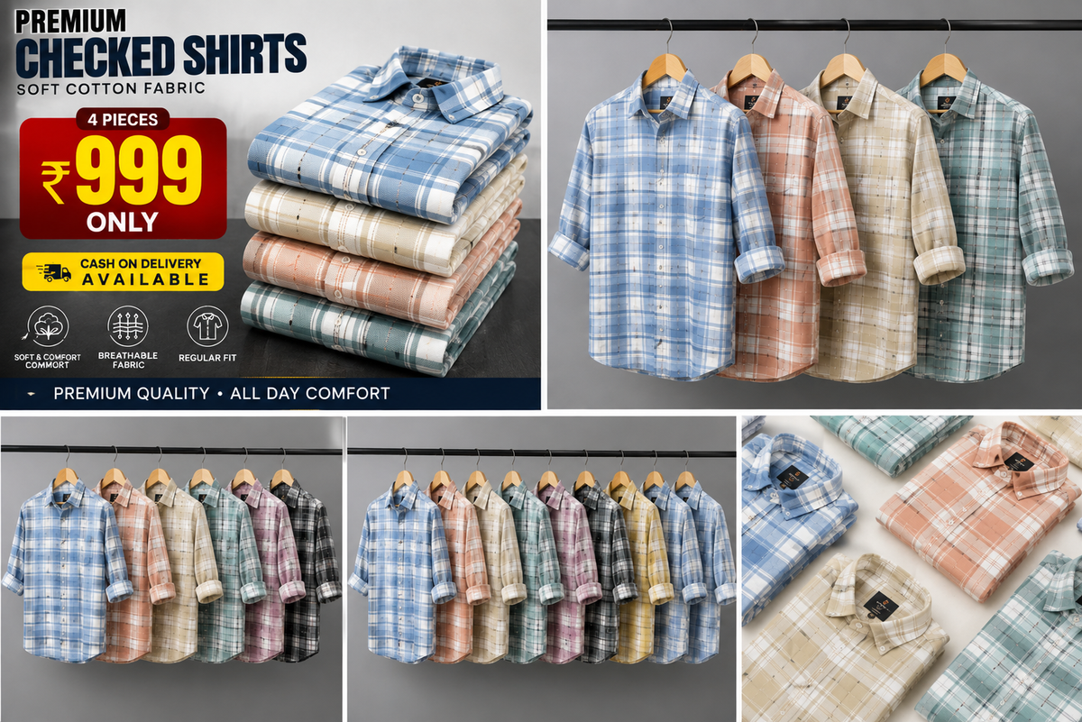 4 cotton mix checked shirt 999 only